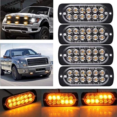 Image of Ricoy Super Bright Amber 12 LED 24V 36W Car Truck Warning Caution Emergency Construction Waterproof Beacon Flash Strobe Bumper Grill Tail Work Light Bar