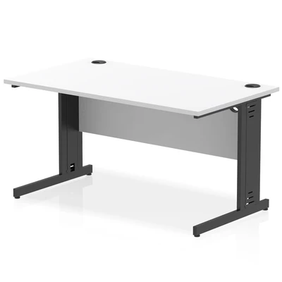 Image of Impulse 1400x800mm Straight Desk White Top Black Cable Managed Leg