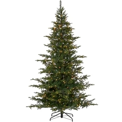 Image of WeRChristmas Pre Lit Sugar Pine Christmas Tree, 400 Warm White LED Lights, Green, 6 ft / 1.8 m
