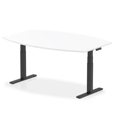 Image of High Gloss 1800 Writable Boardroom Table White/Black Height Adjustable
