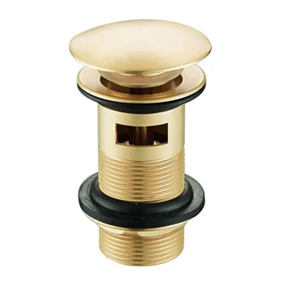 Image of Nes Home Push Button Slotted Basin Waste Brushed Brass