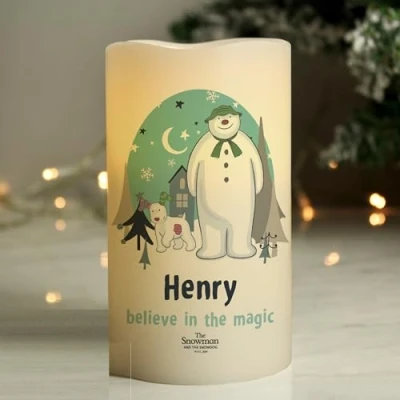 Image of Custom Personalised The Snowman and Snowdog LED Candle Christmas