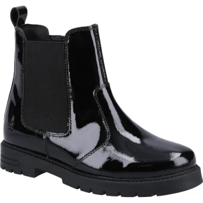 Image of Hush Puppies Girl&#039;s Laura Patent Senior Chelsea Boot, Black, 5 UK Narrow