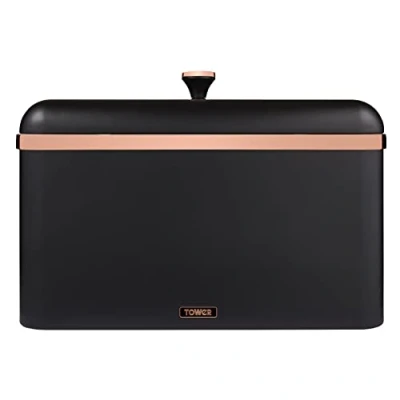 Image of Tower T826130BLK bread box Rectangular Black Steel