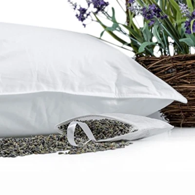 Image of HOMESCAPES Set of 2 Dried Lavender Pouches Refill for Aromatherapy Pillow 100% Cotton Pouches, 10 x cm