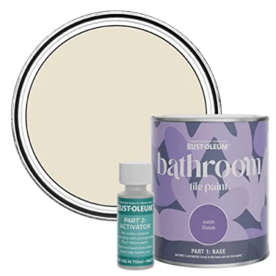 Image of Rust Oleum Beige Water Resistant Bathroom Tile Paint in Satin Finish Longsands 750ml