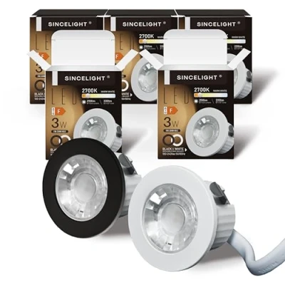 Image of SINCELIGHT Mini Recessed Spotlight,Small Downlight for 35 40mm Ceiling Hole,Cabinet,Showcase, MR11 Replacements,White and Black Ring Replaceable,IP65 Waterproof,Warm White 2700K,RA≈92,Pack of 5