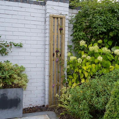 Image of Forest 6&#039; x 1&#039; Pressure Treated Vertical Slatted Garden Screen Panel (1.8m 0.3m)