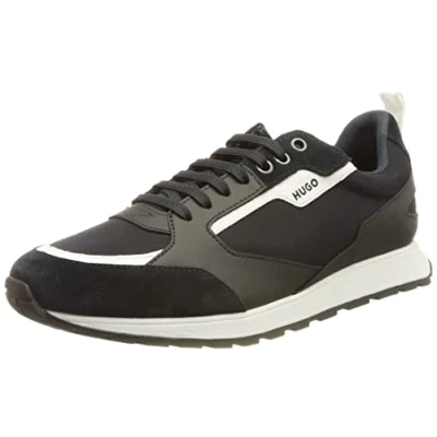 Image of Hugo Mens Icelin Suede &amp; Nylon Trainers Dark Blue Leather Size UK 12