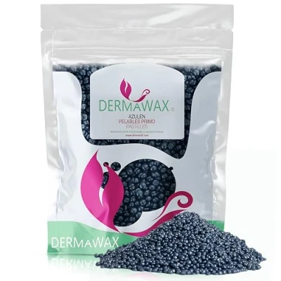 Image of Dermawax Professional Blue Azulene Hard Wax Beads Full Body Stripless Depilatory Waxing Film Less Pain Formula Hair Removal of Face Legs Armpit Intimate Bikini Line Brazilian (1, Kilograms)