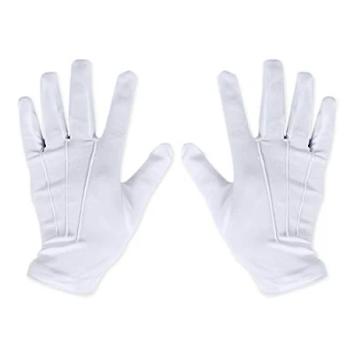 Image of SCSpecial Cotton Gloves with Snap Closure 1 Pair Parade for Polices Jewelry Inspection Formal Tuxedo White