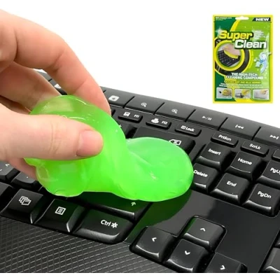 Image of Keyboard Cleaner Gel Putty Slime, Reusable Dust for Car Interiors, Air Vents, Dashboard, PC, Camera, Computer, Laptop Universal Removal Vent Cleaner, Cleaning (Green)