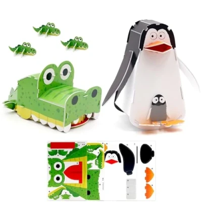 Image of Gifts for Kid, 3D Puzzles, Educational Kids Toys, Penguin and Crocodile Cartoon Puzzle Kids, Gift Boys Girls Christmas Day Halloween
