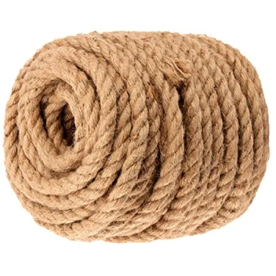 Image of MANCHAP 20m x 12mm Natural Jute Rope, 4 Strand Twisted Braided Hemp Rope Thick Twine Cord for Crafts, Bundling, Gardening Decoration