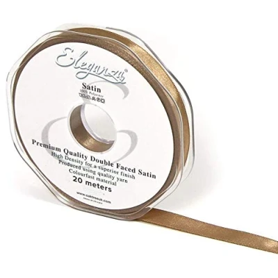 Image of Eleganza Double Faced Satin Ribbon 10mm x 20m Mocha