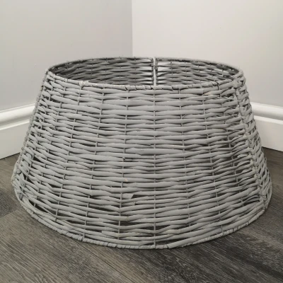 Image of 40/58cm Samuel Alexander KD Willow Christmas Tree Skirt Wicker Rattan Medium Light Grey