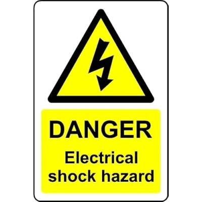 Image of Danger Electrical Shock Hazard Safety Sign Self Adhesive Sticker (100mm x 150mm)
