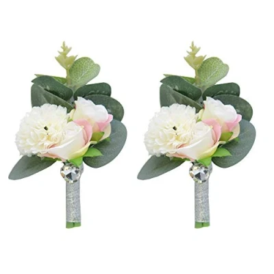 Image of Shiwaki 2pcs wedding supplies decoration girl bridesmaid boutonniere prom party corsage gift (white)