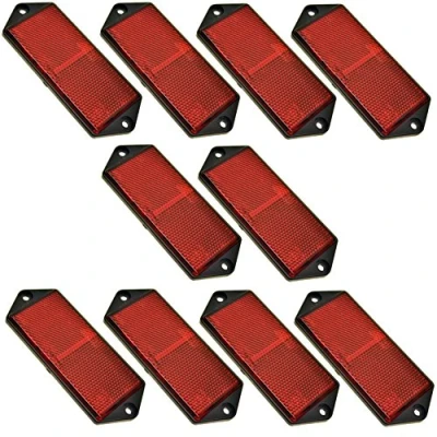 Image of AB Tools Red Large Rectangular Rear Reflector Pack of 10 Trailer Fence/Gate Post TR073