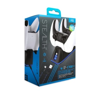Image of Stealth SP C100 V Twin Charging Dock with Play &amp; Charge Cable Compatible PS5