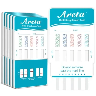 Image of Areta 5 x Drug Testing Kits: Panel Multi Tests for THC COC MET AMP Opiate Test Kits Cocaine, Opiates, Methamphetamine, Amphetamines, Cannabis Rapid Dip Cards Home Use