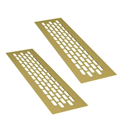 Image of sossai® Aluminium Ventilation Grille Alucratis (2 Piece) Rectangular Dimensions: 24,5 x 6 cm Colour: Gold Powder Coated