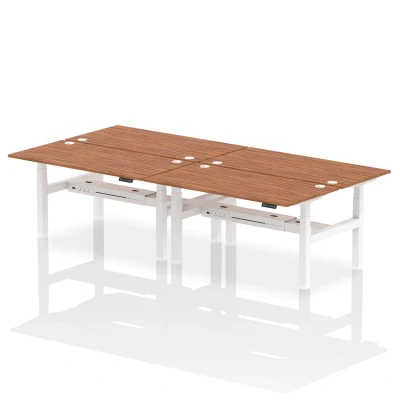 Image of Air B2B 1600x800mm Height Adjustable 4P Bench Desk CP Walnut/White