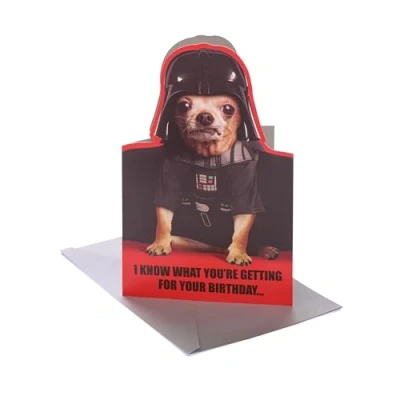 Image of UK Greetings Disney Star Wars Birthday Card for Him/Her/Friend Funny Dog Vader Design