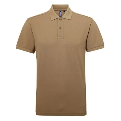 Image of Asquith &amp; Fox Men&#039;s Poly/Cotton Blend Polo Shirt, Brown (Khaki 000), X Large (Size:XL)