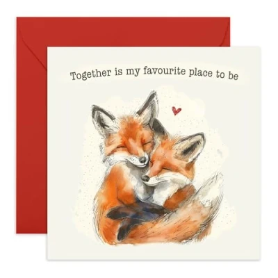 Image of Central 23 Love Cards For Him Her Favourite Place Foxes Valentines Day Card Girlfriend Boyfriend Gift Fiance Anniversary Couple Husband Wife Comes With Stickers