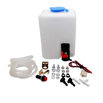Image of Universal Windscreen Washer Bottle Kit with Pump Hose Jets Wiring Switch For Classic Car 12V Boat Marine