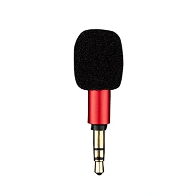 Image of Mini Portable Microphone Jack 3.5mm Aux 4 Pole/ 3 Pole Karaoke Mic For Recorder Mobile Phone Smart Computer Laptop (Red Pole)
