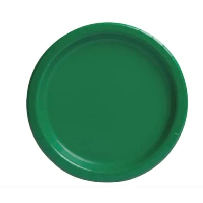 Image of Solid Emerald Green Round Paper Dinner Plates (22cm) 8 Count Sturdy &amp; Elegant for Parties and Events