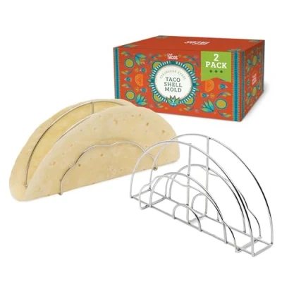 Image of Chef Tacos 2 Pack Premium Taco Shell Molder for Oven &amp; Air Fryer Use Versatile Maker, Mold Frying, Mold, Basket, Non Stick Shaper, Easy Clean