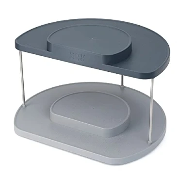 Image of Joseph CupboardStore 2 tier Rotating Organiser for kitchen cupboard, space saving organisation pantry, Grey