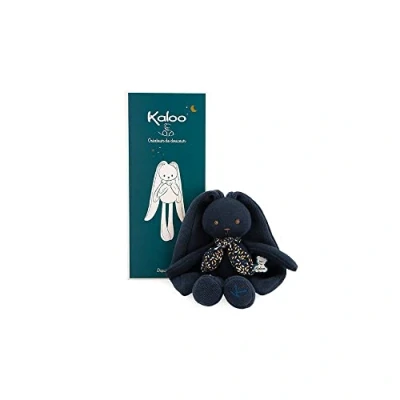 Image of Kaloo Lapinoo Rabbit Doll Baby’s Bi Material Jersey &amp; Knit Fabric Toy 9.8&quot;/25 cm Midnight Blue Colour Ultra Soft materials Gift Box K972202