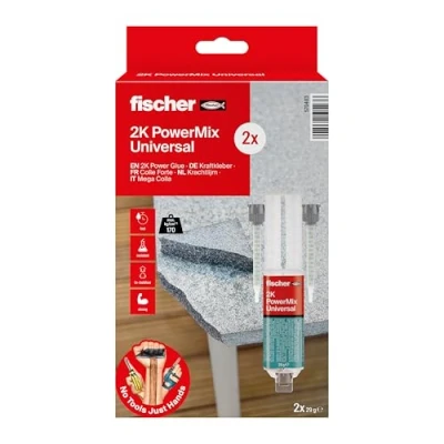 Image of fischer 570403 PowerMix Super Glue, Fast Hardening, Weather Resistant (Pack of 2)