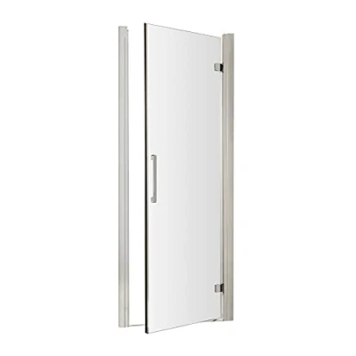 Image of Hudson Reed MH70H4 Apex Modern Bathroom Hinged Shower Door with 8mm Toughened Safety Glass and Round Handles, 700mm, Polished Chrome
