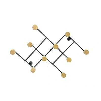 Image of ASPECT Wall Mounted Coat Rack/Hanger,10 Wooden Hooks
