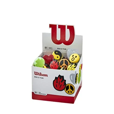 Image of Wilson Tennis Vibration Dampeners, Box O&#039; Fun, Various Motifs, Rubber, Multi Coloured, 100 pcs.