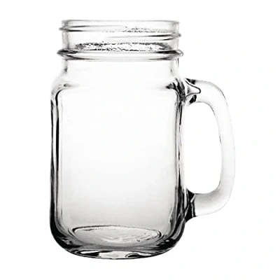 Image of Olympia Mason Jars 450 ml/16 oz (Pack of 12), Clear Glass, Drinking Jam with Handles, Overnight Oats Container, Glasswasher Safe, Lids Available Separately, Commercial &amp; Home Use, CE678