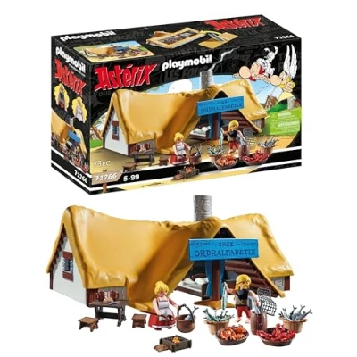 Image of Playmobil 71266 Asterix: Hut of Unhygienix, Unhygienix and his wife Bacteria, collection play figures, asterix collectors fans, fun imaginative role play, playsets suitable for children ages 5+
