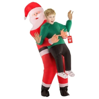 Image of Morph Santa Inflatable Costume Kids, Blow Up Costume, Carrying Funny Christmas Kids One Size