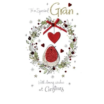 Image of Champagne Special Gran Embellished Christmas Card Hand Finished Range Cards