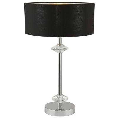 Image of New Orleans 1 Light Chrome Table Lamp with Black Shade, Silver Inner