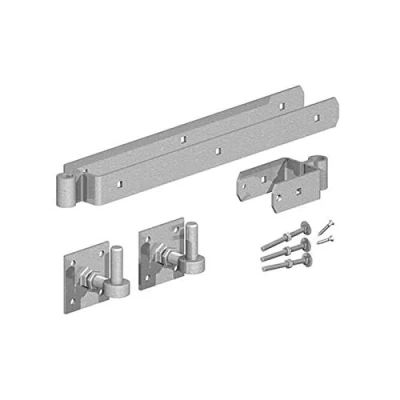Image of Gatemate Field Gate Double Strap Hinge Set with Adjustable Hook On Plate 450mm Galvanised