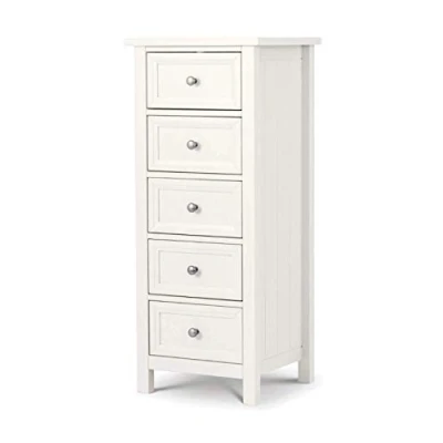 Image of Julian Bowen Maine 5 Drawer Tall Chest SURF WHITE, Mdf, Height: 114, Width: 48, Depth: 44cm