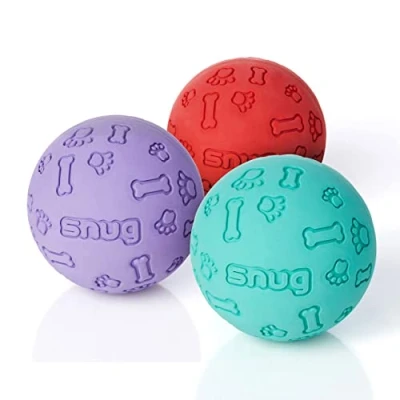 Image of Snug Rubber Dog Balls for Small and Medium Dogs of all Breeds Tennis Ball Size Virtually Indestructible (3 Pack Fresh)