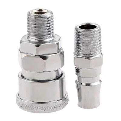 Image of Air Line Hose Fittings 1/4&quot; BSP Male Thread Quick Release Coupler Connector Pack of 2