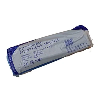 Image of Premier Healthcare Disposable Polythene Aprons Blue 18 Micron (200 per roll)